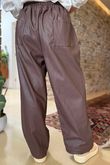 Made in Italy Runa Leather Look Tapered Barrel Pant Chocolate